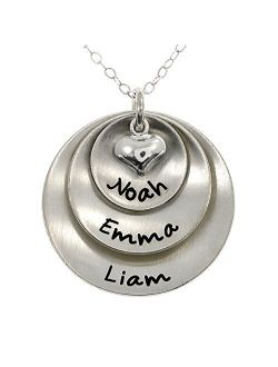 Aj'S Collection Personalized Sterling Silver Lucky Three Necklace - with 3 Custom names or words of your choice. Includes Sterling Silver Cable Chain
