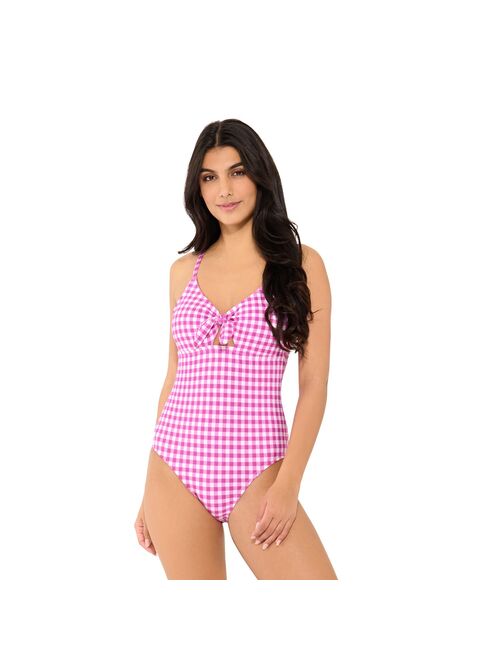Women's Freshwater Checkered Bow-Front One-Piece Swimsuit