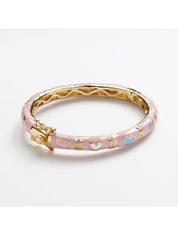 Junior Jewels Brass Pink Enamel Heart Bangle Bracelet - Kids