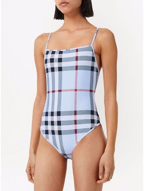 Burberry Blue Vintage Check One-Piece Swimsuit