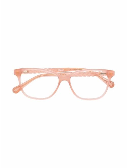 Chloé Kids rectangle braided frame glasses