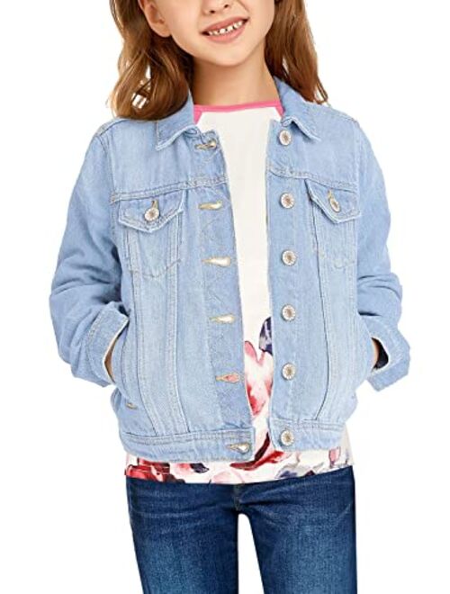 Lookbook Store Girls Casual Denim Jean Trucker Jacket Basic Outerwear 4-13 Years