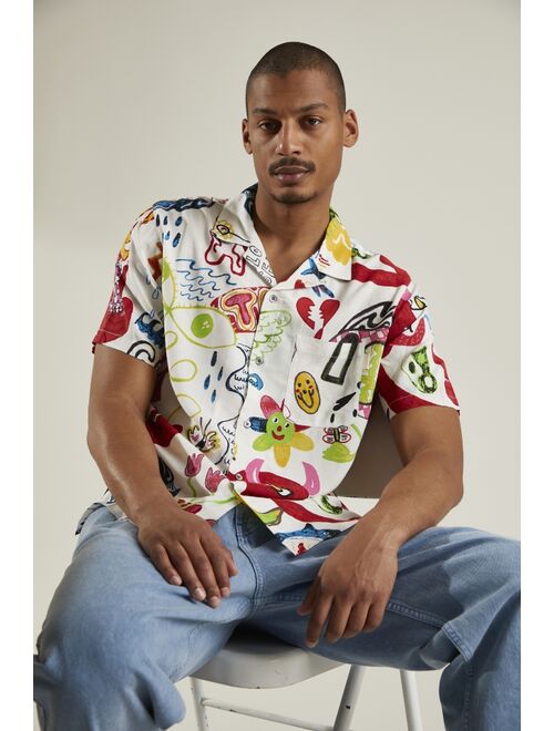 Urban Outfitters UO Doodle Print Camp Shirt