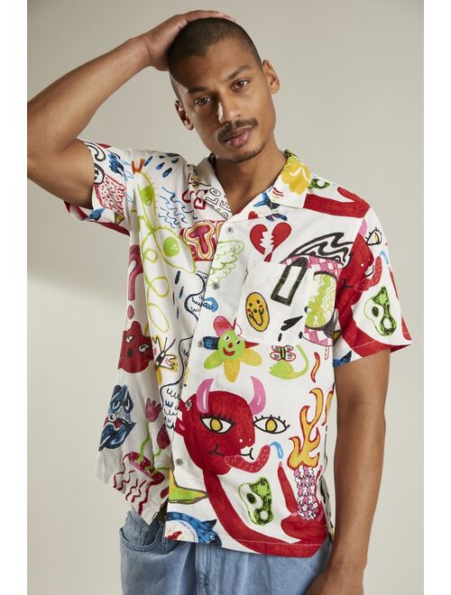 Urban Outfitters UO Doodle Print Camp Shirt