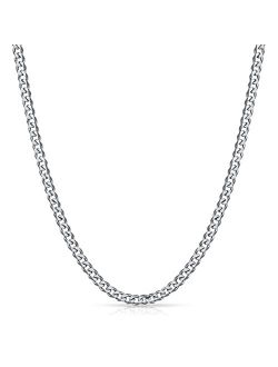 Eyreindy 5mm Silver Colored Chain for Men, Diamond Cut Cuban Chain Necklace for Men Women, Miami Stainless Steel Mens Chain 18, 20, 22, 24, 26 Inch