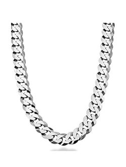 Generic 925 Sterling STEEL WITH Silver polished 12mm Cuban Link Curb Chain Necklace for Men extra thick necklace 22. 24. 26 inch (Sterling Silver polished 26)