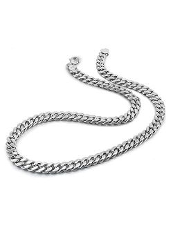 Dankadi Fashion 925 Sterling Silver Solid Miami Cuban Link Chain Necklace 8MM &12MM- Curb Cuban Thick Big Link Choker For Men Boys-20 "22" 24 "26" 28 " Fine Jewelry