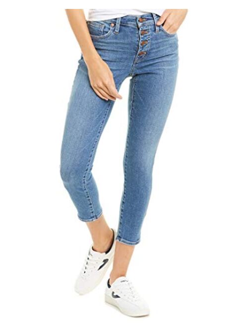 Madewell 9" High-Rise Skinny Crop Button Front in Dewey Wash