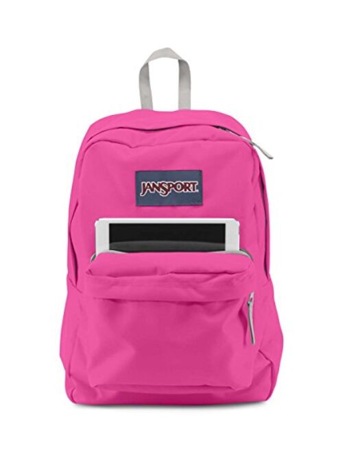 JanSport Digibreak Backpack - Fluorescent Pink / 16.7"H x 13"W x 8.5"D