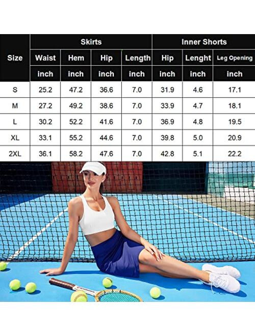 Coorun Women's 20" Knee Length Tennis Skorts Skirts SPF Elastic Athletic Skorts with Shorts Golf Skirt with Pocket Casual Skorts