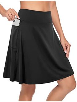KORALHY Women's 20" Knee Length Skorts Skirts Tennis Athletic Golf Causal Skort with 4 Pockets