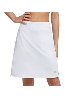 Women's 20" Knee Length Skorts Skirts Athletic Modest Long Golf Casual Skirt Zipper Pocket UV Protection
