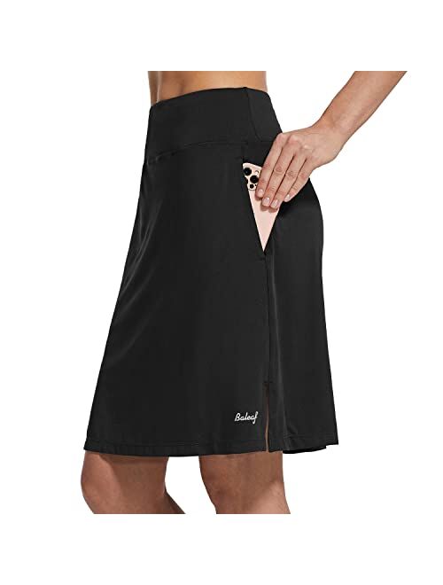 BALEAF Women's 20" Knee Length Skorts Skirts Athletic Modest Long Golf Casual Skirt Zipper Pocket UV Protection