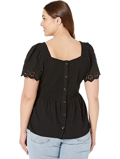 Madewell Plus Size Mai Top in Smocked Eyelet