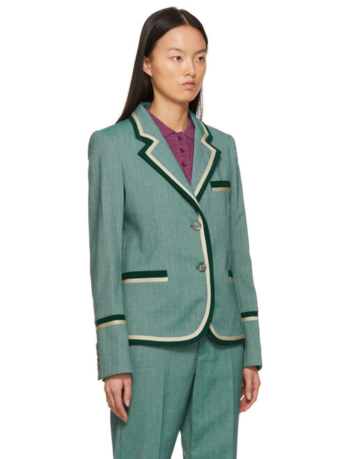 Marc Jacobs Green 'The Tipped Pinstripe' Blazer