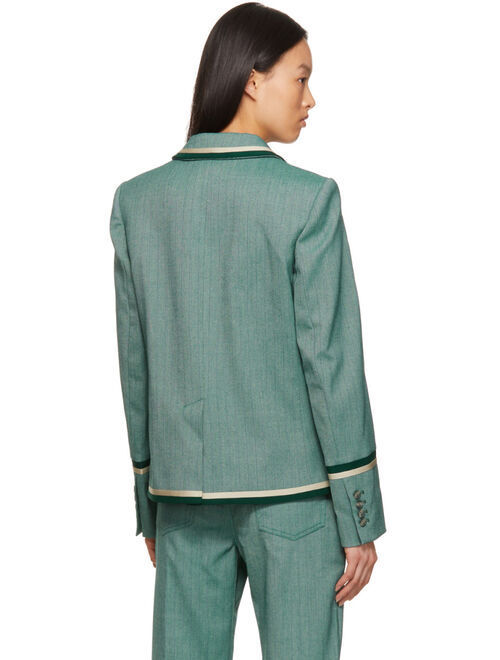 Marc Jacobs Green 'The Tipped Pinstripe' Blazer
