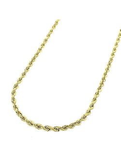 Verona Jewelers 10K Gold 2MM 3MM 4MM Diamond Cut Rope Chain Necklace for Men and Women- Braided Twist Chain Necklace, 10K Gold Necklace, 10 Karat Gold Chain, Sizes 16-30