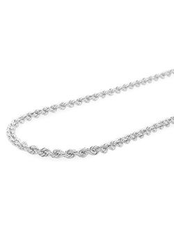 Verona Jewelers Sterling Silver 4MM Italian Diamond-Cut Rope Chain Necklace for Men and Women- 925 Braided Twist Italian Necklace, Rope Chain for Men, 925 Rope Chain (16-