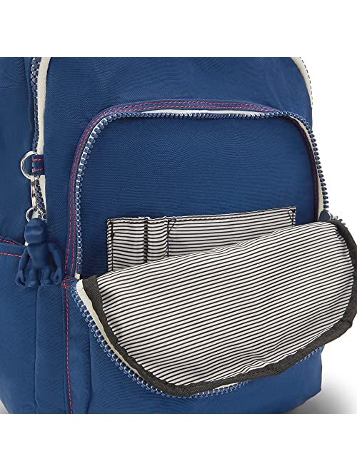Kipling Women's Seoul Backpack, Tablet Sleeve, Admiral Blue Block, 10''L x 13.75''H x 6.25''D