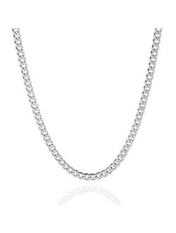 Quadri - Cuban Link Chain in Sterling Silver Solid Italian Jewelry 5mm Diamond Cut Necklace for Men Women Boys Girls - 16 to 30 Inch - 925 Made in Italy Premium Quality -