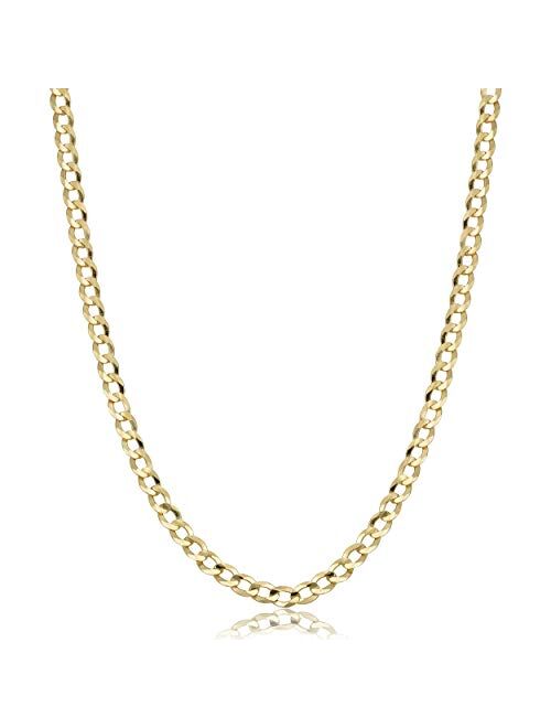 Verona Jewelers 10K Gold 2.5MM, 4.5MM Cuban Curb Link Necklace- 10K Gold Necklaces, 10K Cuban Necklace, 10K Gold Curb Chain | 10K Gold Chain for Men and Women