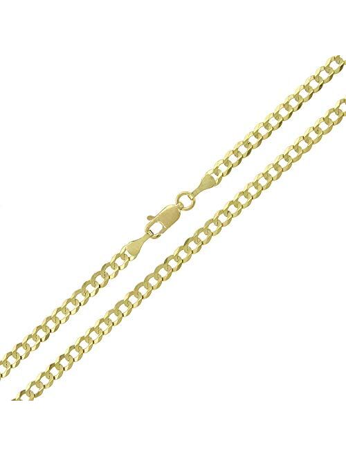 Verona Jewelers 10K Gold 2.5MM, 4.5MM Cuban Curb Link Necklace- 10K Gold Necklaces, 10K Cuban Necklace, 10K Gold Curb Chain | 10K Gold Chain for Men and Women