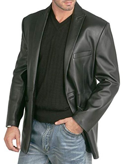 BGSD Men Judd 1-Button Leather Blazer Lambskin Sport Coat Jacket (Regular, Big & Tall and Short)