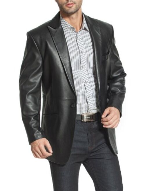 BGSD Men Judd 1-Button Leather Blazer Lambskin Sport Coat Jacket (Regular, Big & Tall and Short)