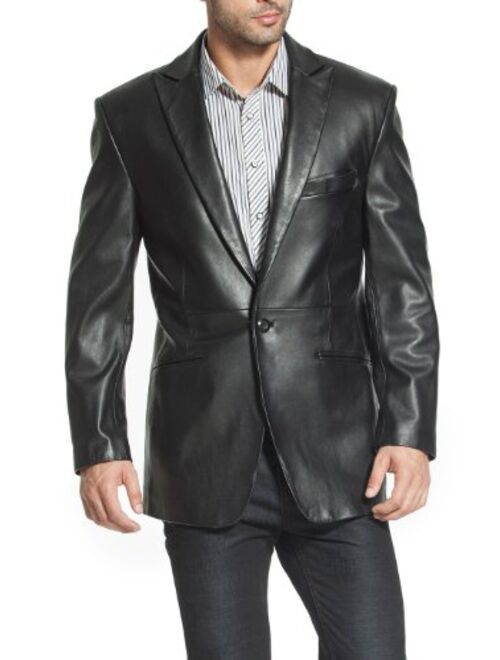 BGSD Men Judd 1-Button Leather Blazer Lambskin Sport Coat Jacket (Regular, Big & Tall and Short)
