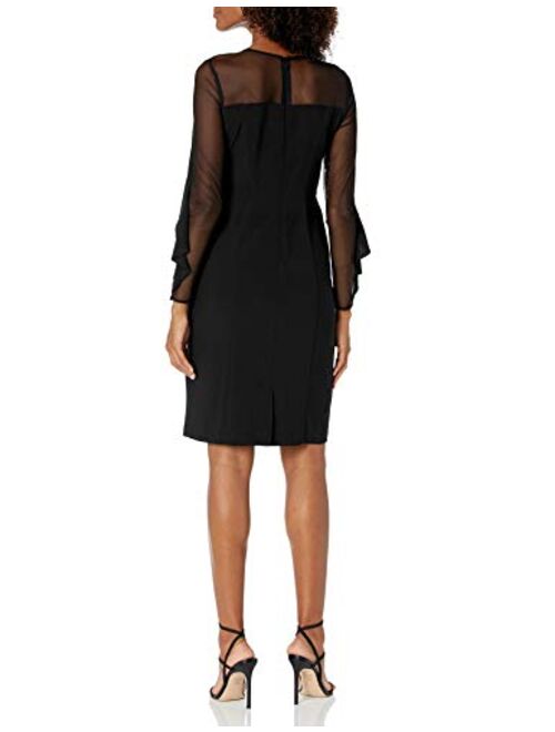 R&M Richards Women's One Piece Short Cocktail Laced Sleeve Dress