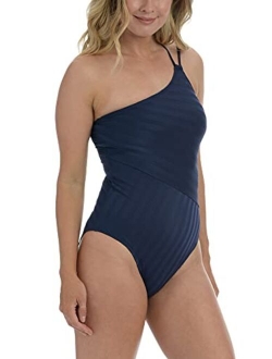 Women's One Shoulder Tummy Control One Piece Swimsuit