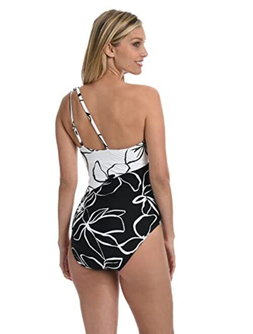 La Blanca Women's One Shoulder Tummy Control One Piece Swimsuit