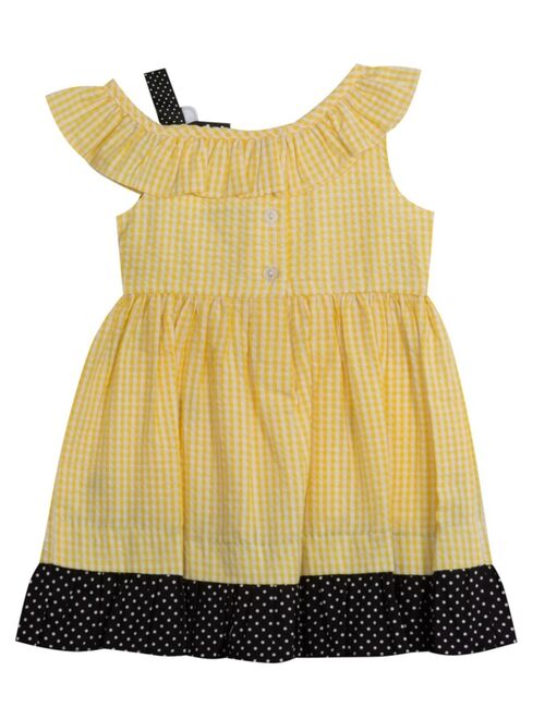 Rare Editions Baby Girls Seersucker Dress with Bee Schiffly Embroidery