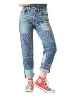 Print-Patch Roll-Cuff Jeans