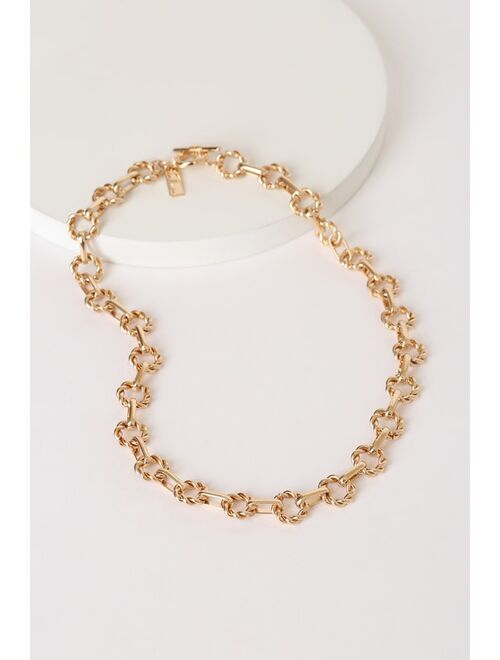 Lulus Link My Love Gold Chain Choker Necklace