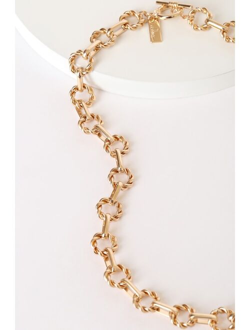 Lulus Link My Love Gold Chain Choker Necklace