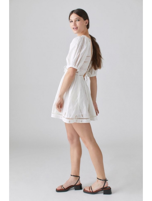 Urban Outfitters UO Marla Eyelet Puff Sleeve Mini Dress