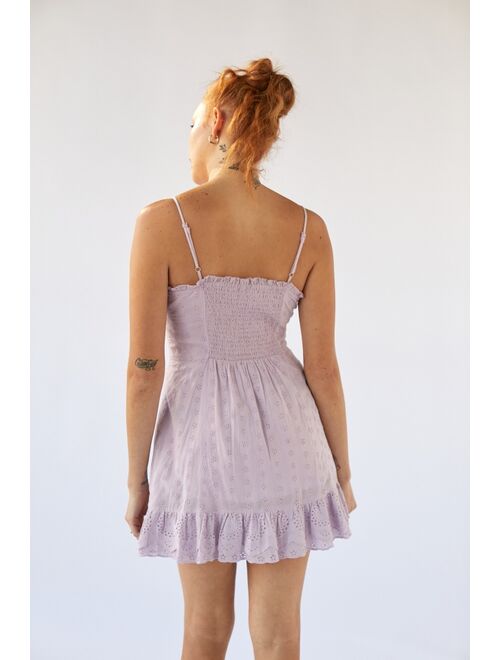 Urban Outfitters UO Heidi Eyelet Lace-Up Mini Dress