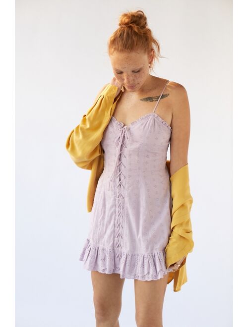 Urban Outfitters UO Heidi Eyelet Lace-Up Mini Dress