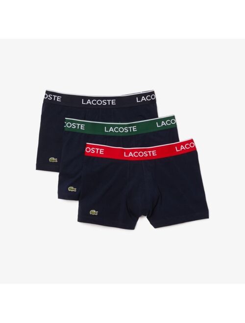 Lacoste Men's Casual Classic Colorful Waistband Trunk Set, 3 Piece