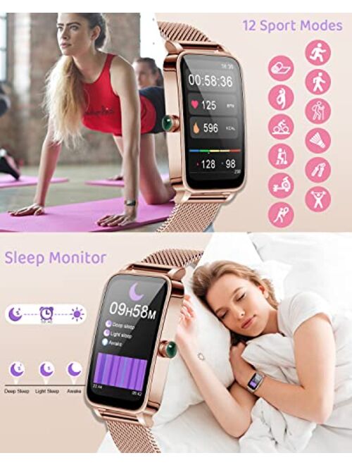 Smart Watches for Women Men, BOCLOUD Smart Watch with 12 Sport Modes, iPhone Android Smart Watch with Blood Oxygen/Heart Rate/Sleep Monitor, IP68 Waterproof Fitness Watch