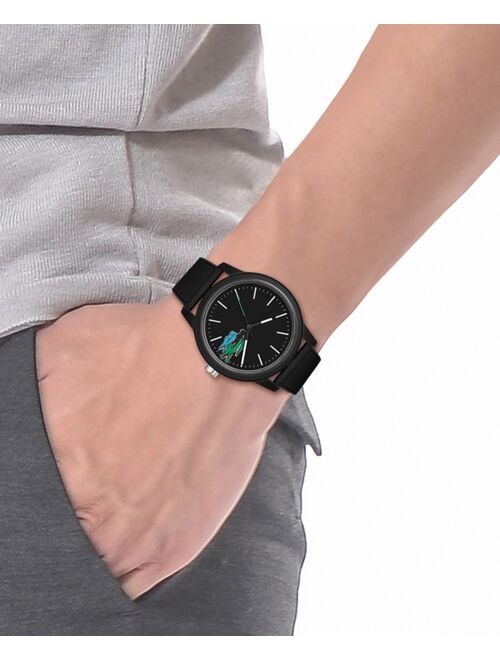 Unisex Lacoste 12.12 Black Silicone Strap Watch 42mm