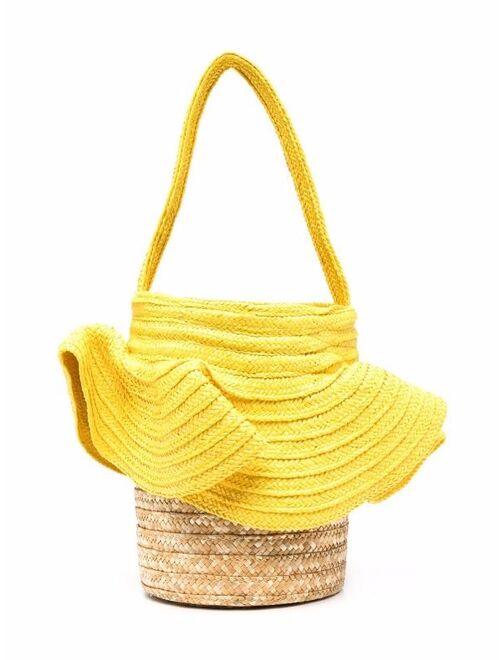 Piccola Ludo two-tone woven bucket bag