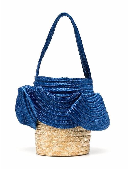 Piccola Ludo two-tone woven bucket bag