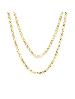 Nuragold 10k Yellow Gold 4mm Miami Cuban Link Chain Pendant Necklace, Mens Womens Lobster Clasp 16" 18" 20" 22" 24" 26" 28" 30"