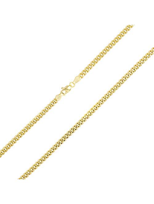 Nuragold 10k Yellow Gold 4mm Miami Cuban Link Chain Pendant Necklace, Mens Womens Lobster Clasp 16" 18" 20" 22" 24" 26" 28" 30"