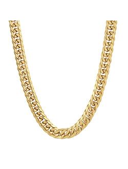 Krkc&Co Keep Real Keep Champion KRKC&CO 6/10mm Cuban Link Curb Chain, 18K Gold Chain for Men, 6-Side Cut Double Layer Necklace, Mens Cuban Chain Jewelry, Durable Street-w