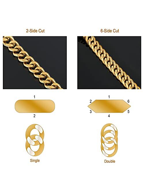 Krkc&Co Keep Real Keep Champion KRKC&CO 6/10mm Cuban Link Curb Chain, 18K Gold Chain for Men, 6-Side Cut Double Layer Necklace, Mens Cuban Chain Jewelry, Durable Street-w