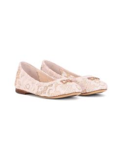 Kids logo-plaque lace-detail ballerina shoes