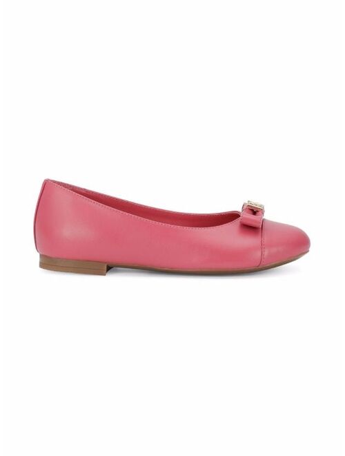 Dolce & Gabbana Kids logo-bow leather ballerina pumps
